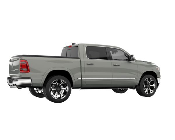 Beyaz arkaplanda pikap çizgileri olan 3 boyutlu bir araba çizimi