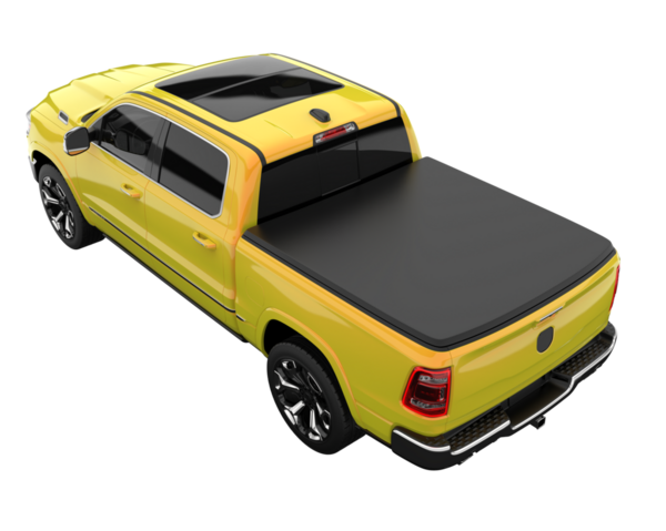 Sarı araba beyaz arka planda izole edildi. 3 boyutlu görüntüleme - illüstrasyon