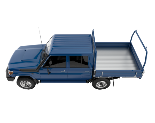 Teslimat için mavi kamyonet.