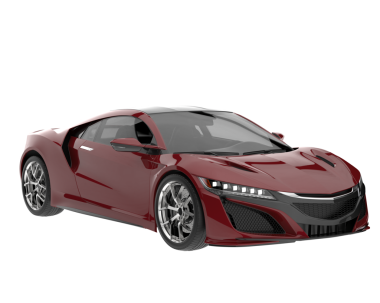 Kırmızı spor bir arabanın gerçekçi 3 boyutlu çizimi. beyaz arkaplanda izole.