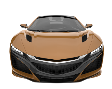 Gerçekçi bir araba. Beyaz arkaplanda 3 boyutlu resimleme izole edildi