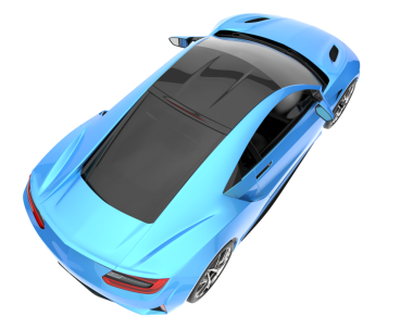 Mavi modern araba gri arka planda izole edilmiş. 3d oluşturma.