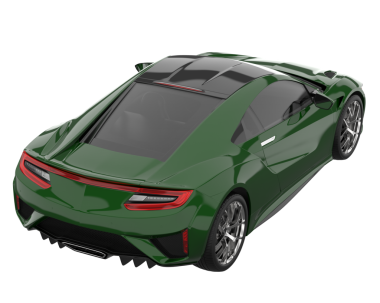 Beyaz arka planda modern yeşil araba. 3d oluşturma