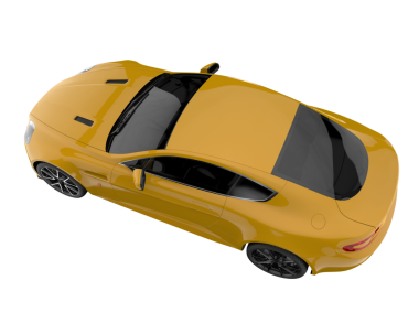 Sarı araba beyaz arka planda izole edilmiş. 3d oluşturma
