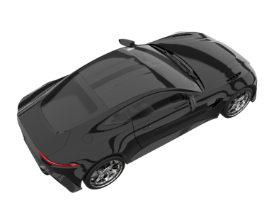 Siyah araba manzaralı. 3d oluşturma