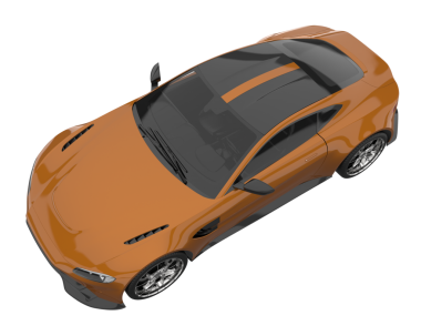 turuncu modern araba. Yüksek teknoloji konsepti. 3 Boyutlu Hazırlama