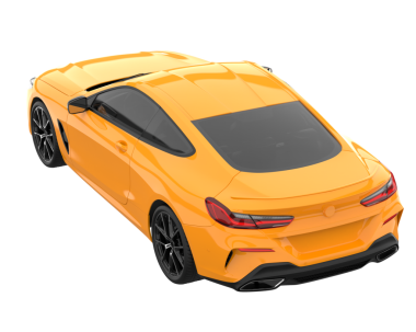 Modern araba arka planda izole edilmiş. 3D görüntüleme - illüstrasyon