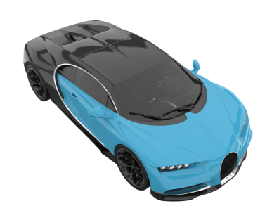 Mavi spor araba beyazda izole edilmiş. Yan görünüş. 3d oluşturma.