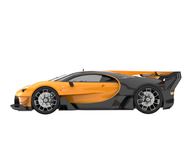 Araba beyaz arka planda izole edilmiş. 3D görüntüleme - ön görünüm