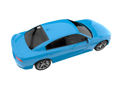 Modern mavi araba beyaz arka planda izole edilmiş. 3d oluşturma.