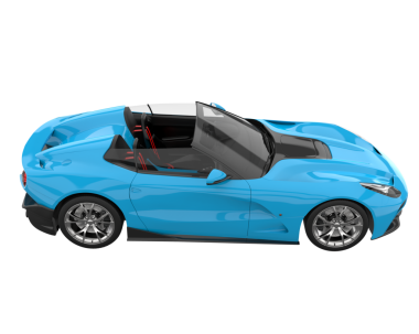 Modern mavi spor araba - yan görüş. Yan görünüş. kırpma yolu ile beyaz arkaplanda izole. 3d oluşturma