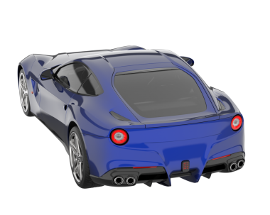 Beyaz arka planda izole edilmiş modern bir arabanın 3 boyutlu çizimi