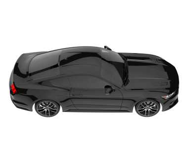 Modern araba siyah üzerine izole edilmiş. 3D görüntüleme - illüstrasyon