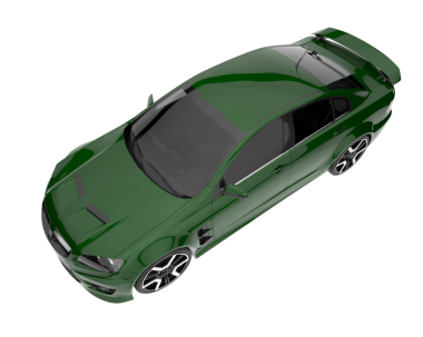 Yeşil araba beyazda izole edilmiş. 3d oluşturma.
