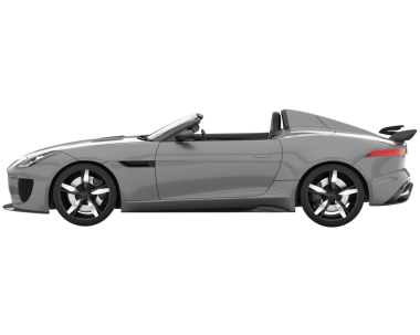 Beyaz stüdyo arka planında 3 boyutlu markasız bir araba çizimi.