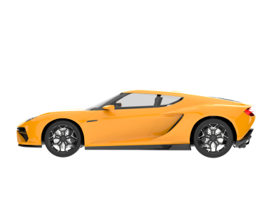 Beyaz arka planda izole edilmiş sarı lüks modern araba..