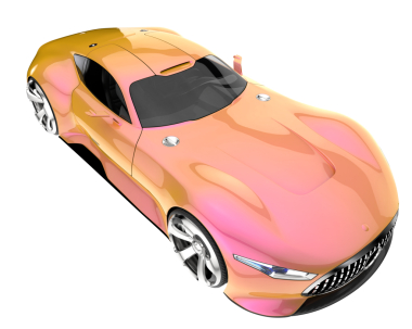 Beyaz arkaplandaki bir arabanın 3 boyutlu görüntüsü