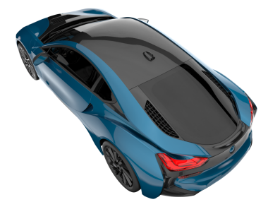 mavi lüks modern spor araba - 3 d illüstrasyon - siyah arka planda izole - yan görünüm