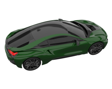 beyaz arka planda modern yeşil araba 3 boyutlu görüntüleme