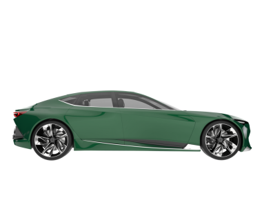 Beyaz arka planda lüks bir arabanın 3 boyutlu görüntüsü