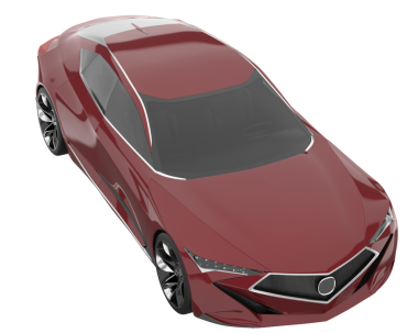 Beyaz arka planda gerçekçi bir araba. 3d oluşturma