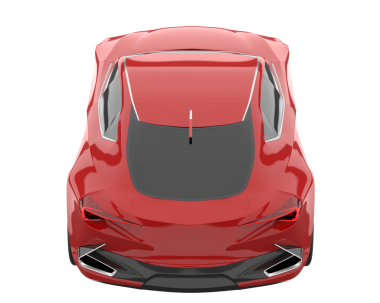 Kırmızı araba beyaz arka planda izole edilmiş. 3d oluşturma.