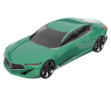 Yeşil spor araba. 3d oluşturma.