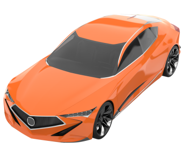 turuncu araba modern konsept. 3 boyutlu resimleme