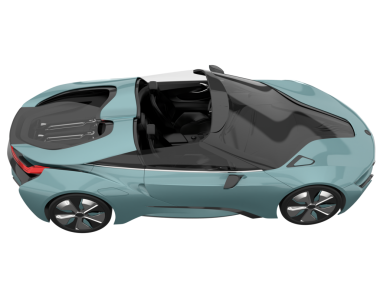 Gri arka planda elektrikli araba 3 boyutlu görüntüleme