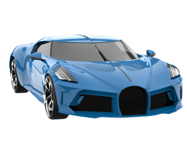 modern mavi süper spor araba - açık arkaplanda üst görünüm