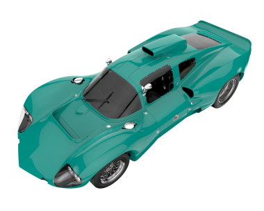 Arka planda izole edilmiş klasik bir araba. 3D görüntüleme - illüstrasyon