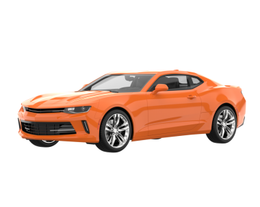 Turuncu araba beyaz arka planda izole edilmiş. 3d illüstrasyon.