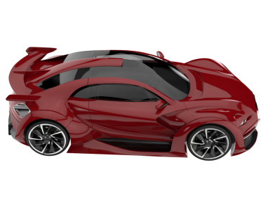 3 boyutlu kırmızı bir araba.