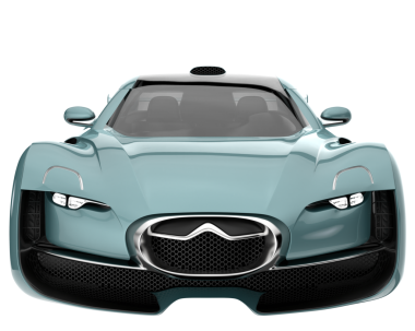 Modern araba arka planda izole edilmiş. 3d oluşturma