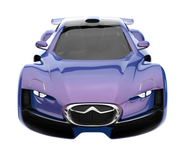 Modern spor araba beyaz arka planda izole edilmiş. 3d oluşturma