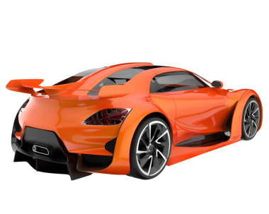 Modern araba arka planda izole edilmiş. 3D görüntüleme - illüstrasyon