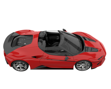 Kırmızı araba beyaz arka planda izole edildi. 3 boyutlu görüntüleme - illüstrasyon