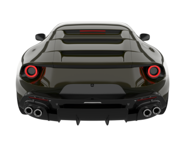 Beyaz arka planda izole edilmiş gerçekçi bir araba. 3d illüstrasyon.