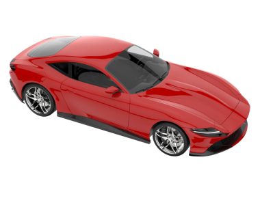 beyaz arka planda kırmızı modern araba 3 boyutlu görüntüleme