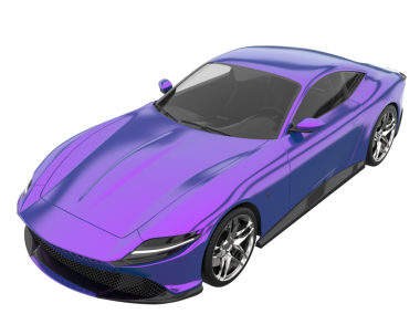 Beyaz arka planda izole edilmiş bir arabanın 3 boyutlu görüntüsü