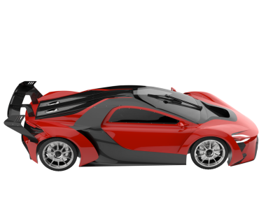 Beyaz arka planda modern kırmızı araba. 3d oluşturma.