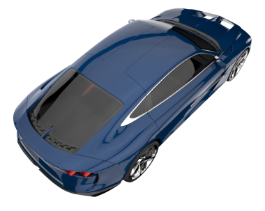 Mavi lüks araba siyah arka planda izole edildi.