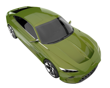 Modern lüks araba yeşil arka planda izole edilmiş. 3d oluşturma