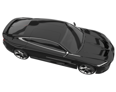 Beyaz arka planda siyah araba.