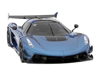 Koyu mavi yarış arabası. 3d oluşturma