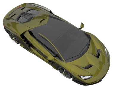 Siyah arkaplanda izole edilmiş bir arabanın 3 boyutlu görüntüsü.