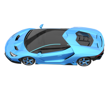 Mavi araba beyazda izole edilmiş. 3d oluşturma