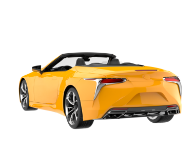 Beyaz arka plan üzerinde izole sarı spor araba