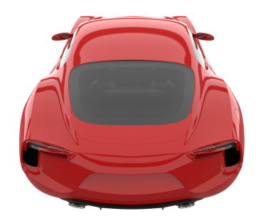 Stüdyoda beyaz arka planda bir arabanın 3 boyutlu görüntüsü.