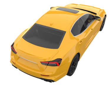 Sarı arka görüşlü modern bir araba. 3 Boyutlu Hazırlama